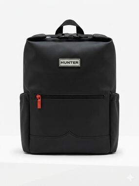 Hunter Black Backpack with Red Zip Accent
